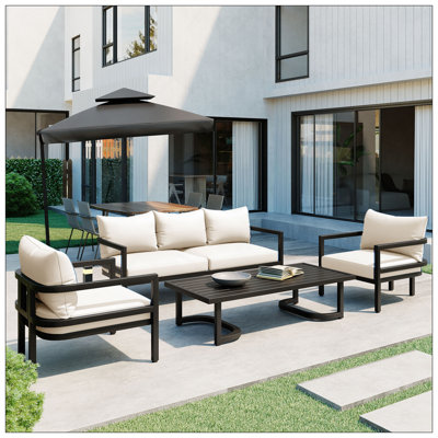 Multi-Person Outdoor Steel Sofa Set, Waterproof, Anti-Rust And Anti-Uv, Suitable For Gardens And Lawns
