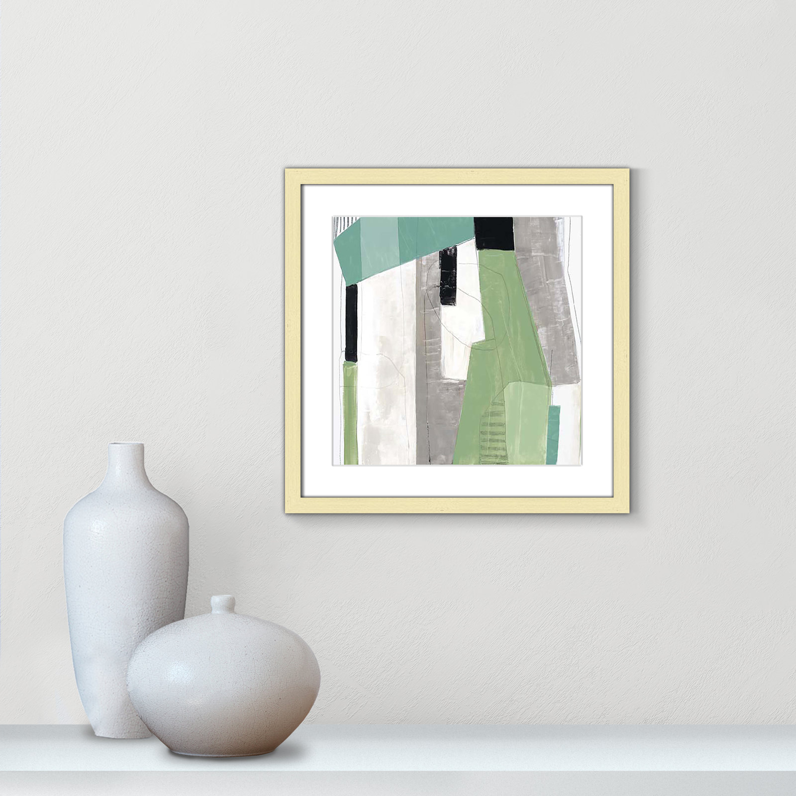 Evergreen Essence I by Tom Reeves, 17" H x 17" W x 1.25" D, Gold Box Framed