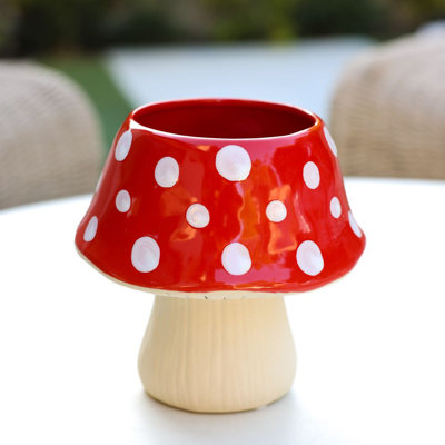 7"D Ceramic Mushroom Pot