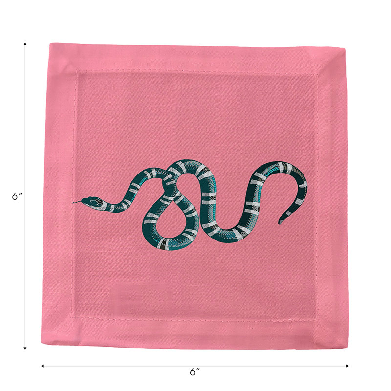 Serpent Cotton Sateen Cocktail Napkins, Pink