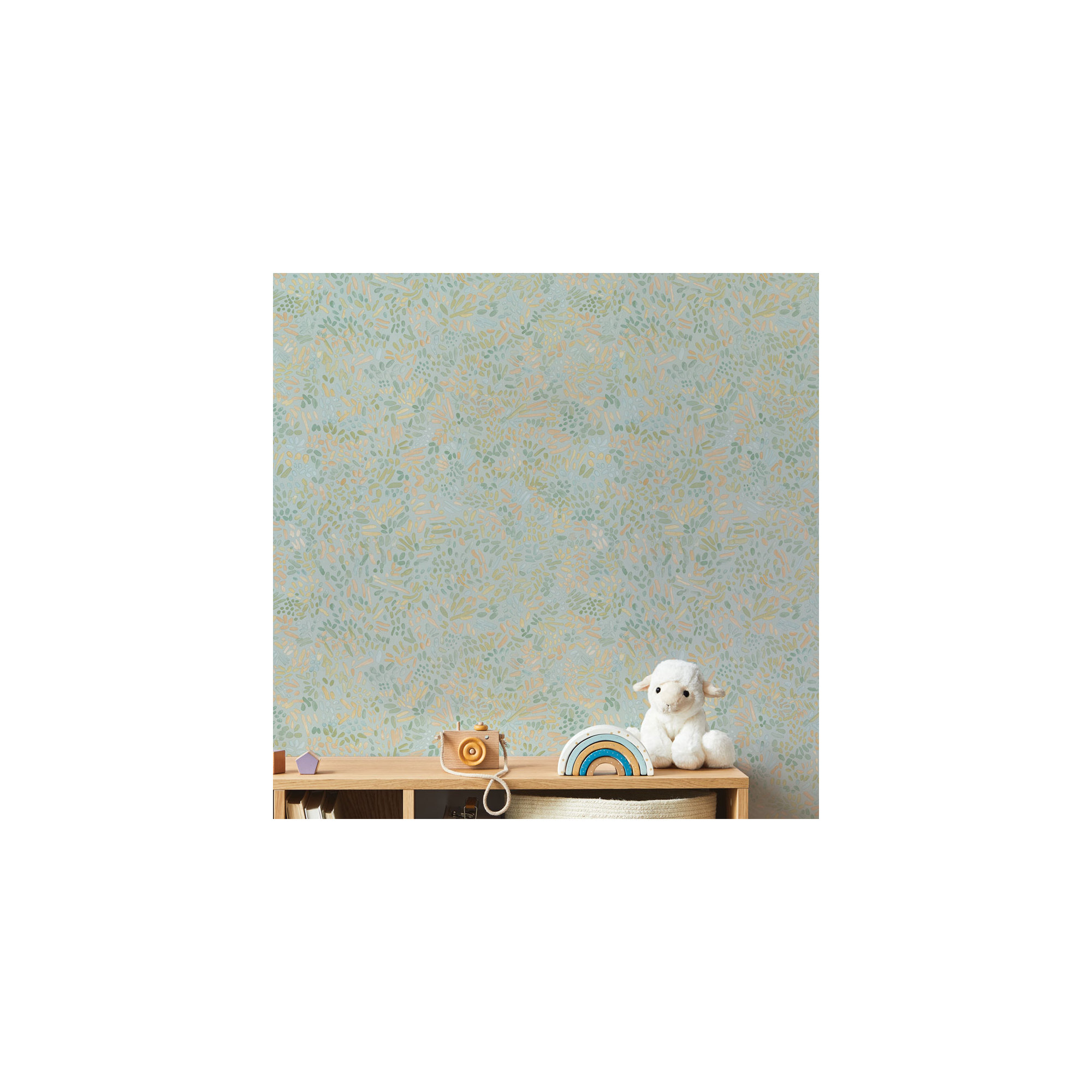 Brushstroke Garden Peel and Stick Wallpaper, Robins Egg