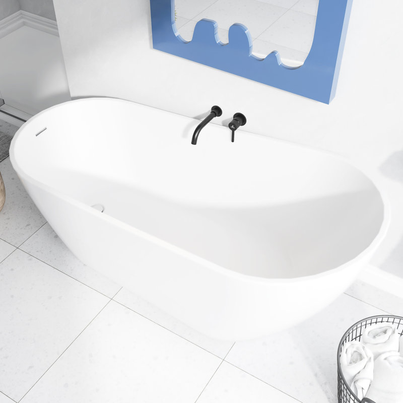 67" Freestanding Soaking Acrylic Bathtub