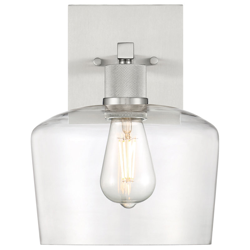 Aarian Chardonnay LED Wall Sconce - Clear Glass - Replaceable LED, Brushed Steel