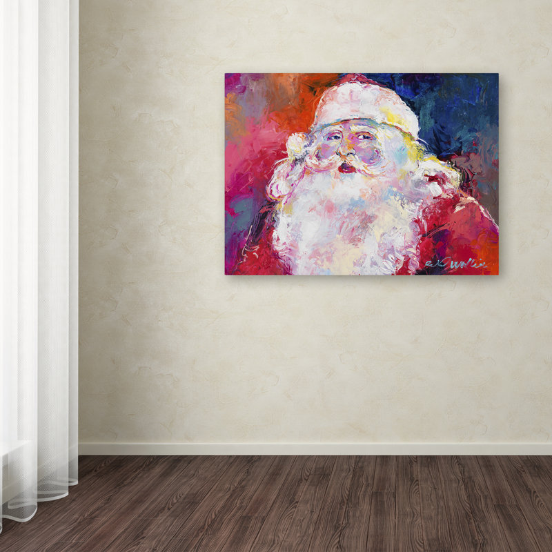« père noël », impression sur toile, H 14 po x l 19 po x P 2 po, Pas de tapis, Toile tendue