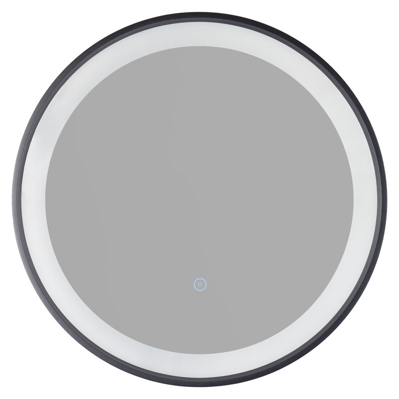 Mikac Round Lighted Metal Framed Wall Mounted Bathroom Mirror in Black