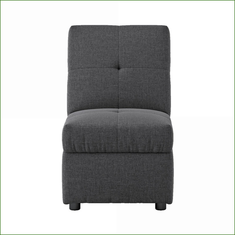 Fauteuil de rangement convertible avec repose-pieds, tissu gris ardoise, structure en bois massif pour le salon | Gris ardoise | Bois massif