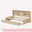 Structure de lit simple avec bibliothèque latérale, port USB intégré et 2 tiroirs-14018517