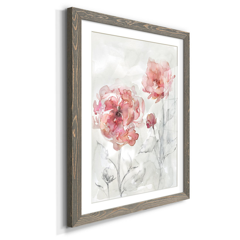 «Blush Botanical II», reproduction d'art sur papier encadrée, H 31,5 po x l 23,5 po x P 1,5 po, Gris