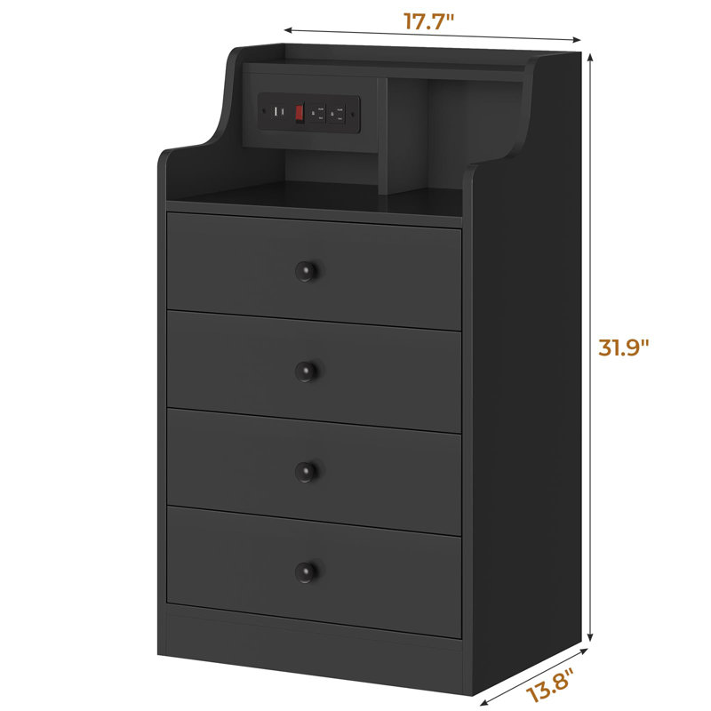13.8 " W Nightstand, Black