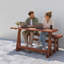 Ensembles de salle à manger convertibles pour patio, banc de jardin compact en bois massif
