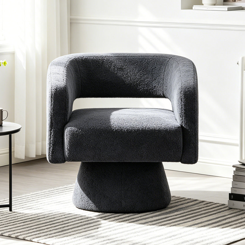 Upholstered Swivel Accent Barrel Chair, Gray