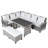 5-Piece Outdoor Patio Rattan Sofa Set, Sectional PE Wicker L-Shaped Garden Furniture Set with 2 Extendable Side Tables, Dining Table and Washable Covers for Backyard, Poolside, Indoor-1444161493