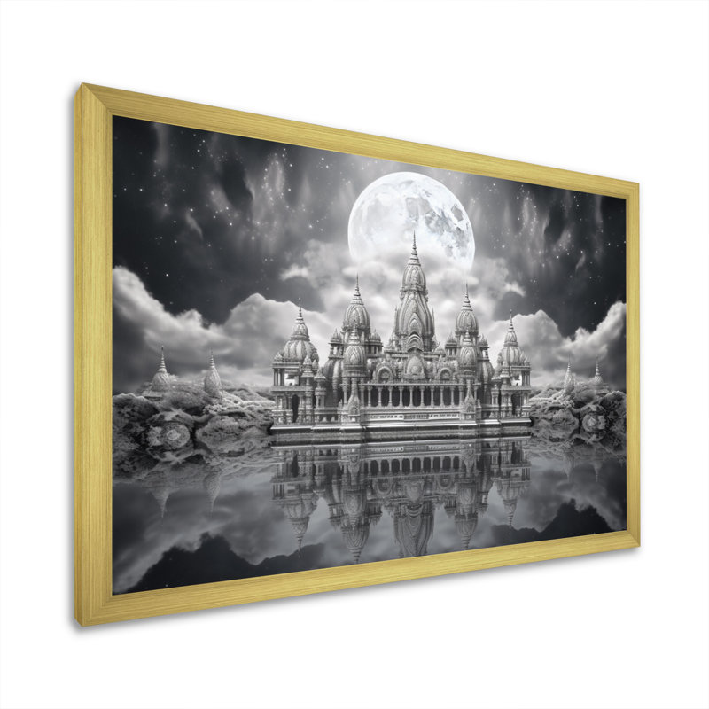 Hinduisim Art Celestial Abode - Spiritual Canvas Wall Art, H 30 po x l 40 po x P 1,5 po, Encadrement doré
