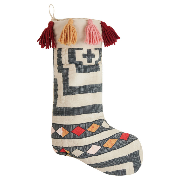 Boho Quilted Stocking with Tassels