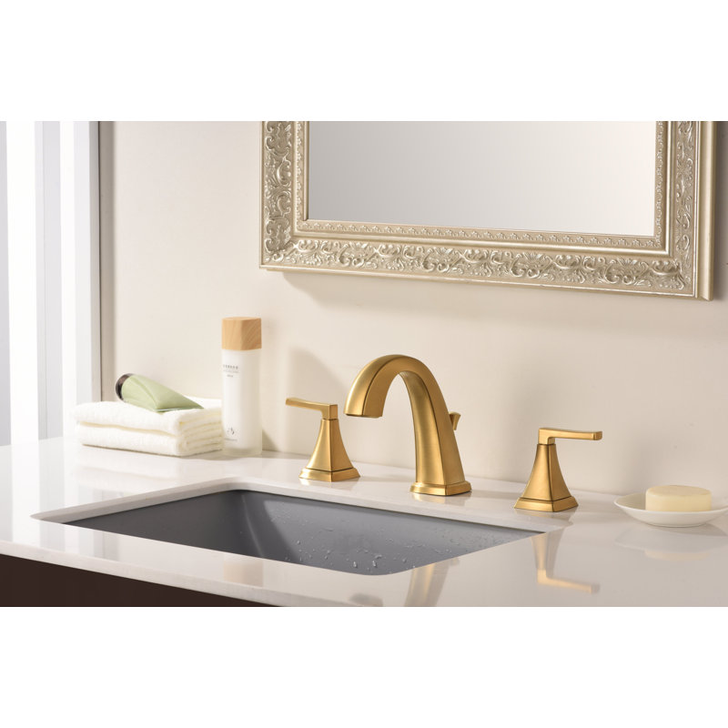 Lotto Collection Two-Handle 6 to 10" Widespread Lavatory Bathroom Faucet with Drain Assembly - Brushed Gold, Brushed Gold