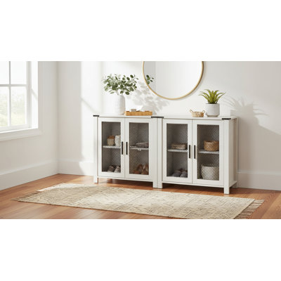 Farmhouse Entryway Storage Console，Rustic White