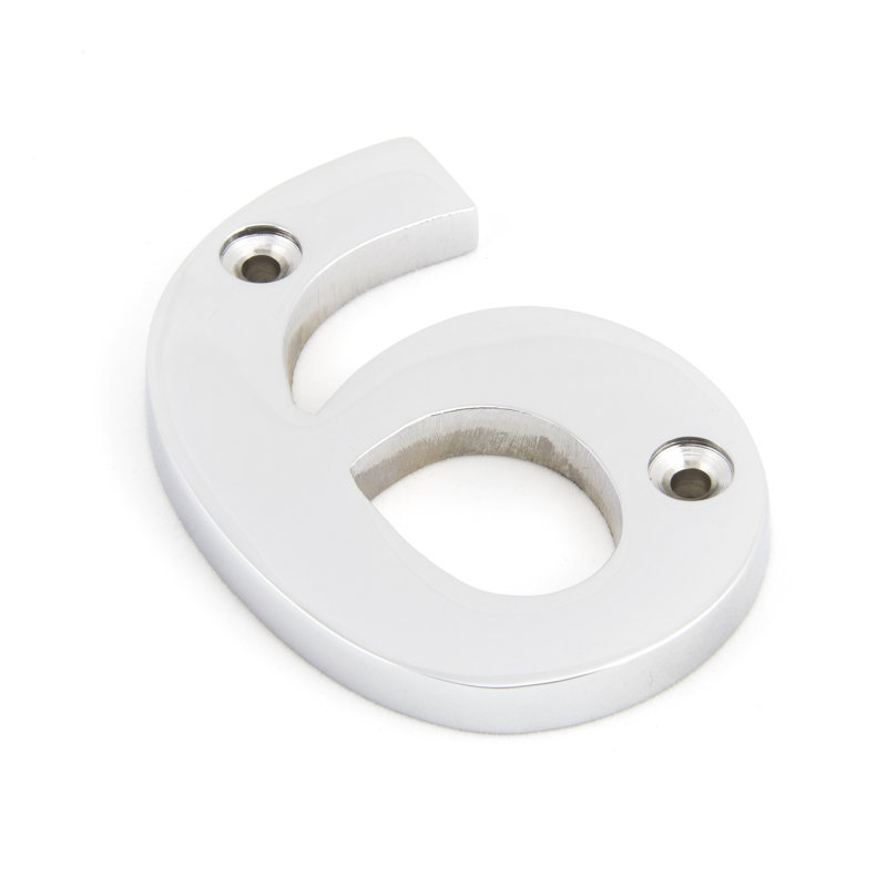 7.8cm H Metal House Number, Polished Chrome, 6