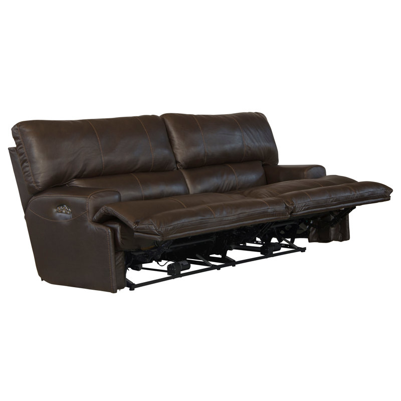 Anjuman 93" Leather Match Reclining Sofa, Chocolate Leather Match, Power, Yes