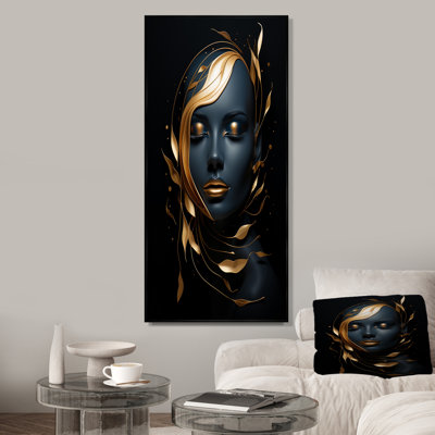 Celestical Gold and Black Woman Portrait II - art sur toile tendance