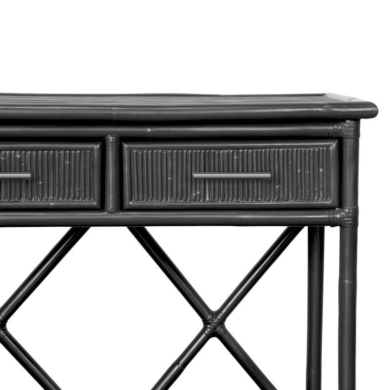 54'' Wide 3 Drawer Rattan Wood Sideboard, Black