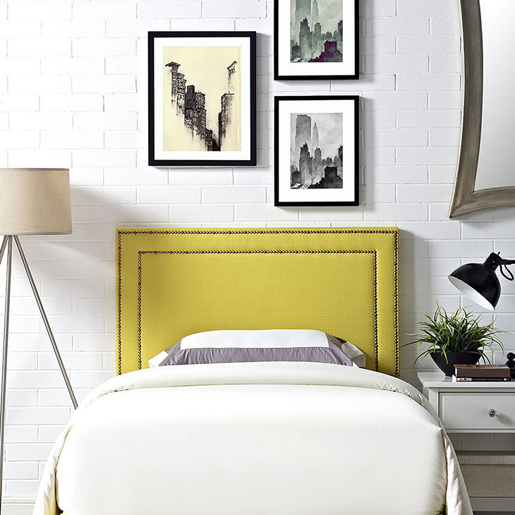 Modway Jessamine Upholstered Fabric Headboard, Azure, Twin