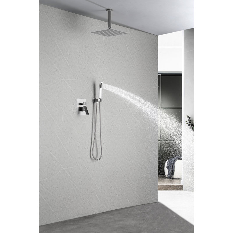 Luxury Bathroom Shower , 12" Wall Mounted Rain Head With Construction Inch , Bathroom, Enhanced Water Technology