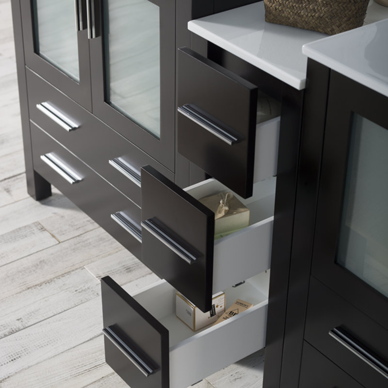 Meuble-lavabo double 72 po avec lavabo, Espresso