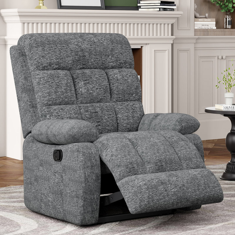 Fauteuil inclinable moderne rembourré avec coussins moelleux et accoudoirs rembourrés, Gris