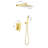 10" Rain Shower Head Wall Mount Arrangement With Hand Shower, Bracket, Hose And Valve, Brass & Sus304, Air Mixing, Pleasurable Bathing, Brushed Gold, Bathroom Decoration Configuration Build, Intense-118767993