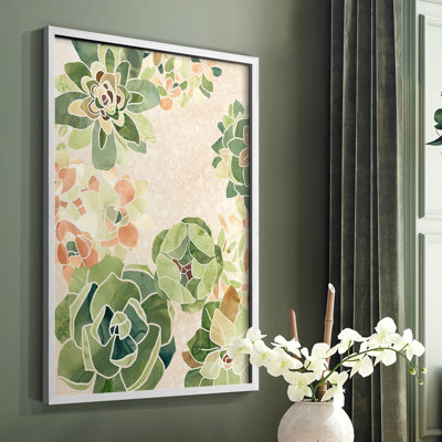 Vitrail succulentes I, reproduction encadrée - bois massif