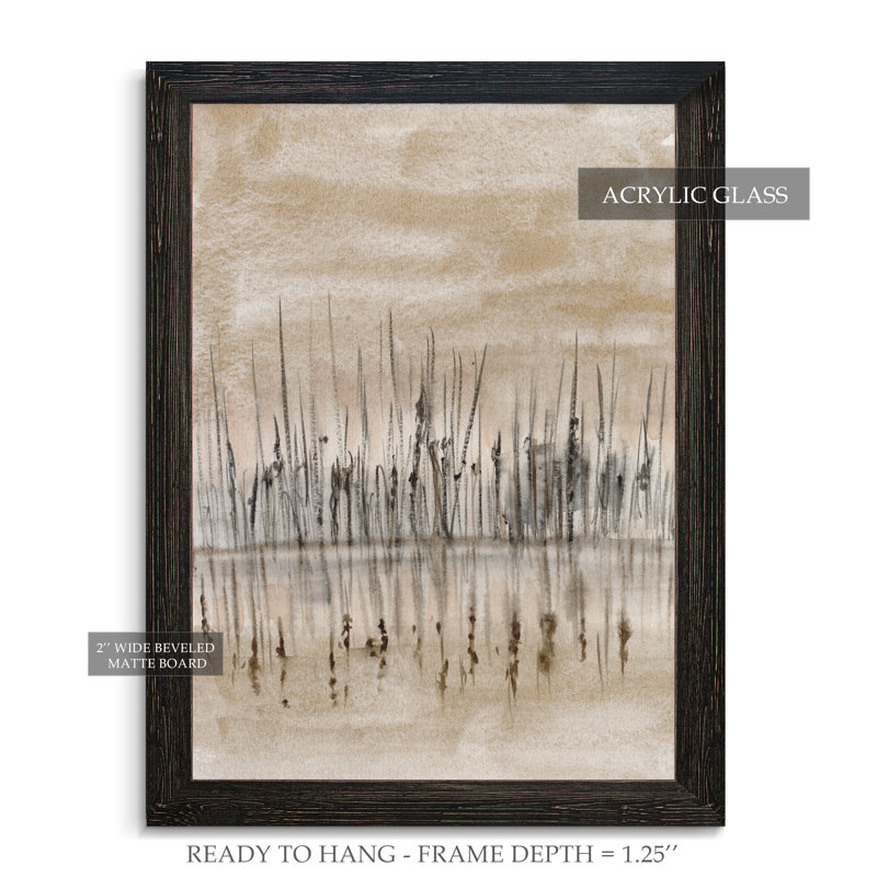 « marshline reflection ii »-image, reproduction d’art, H 44 po x l 32 po x P 1,25 po, Toile avec cadre noir, Pas de tapis