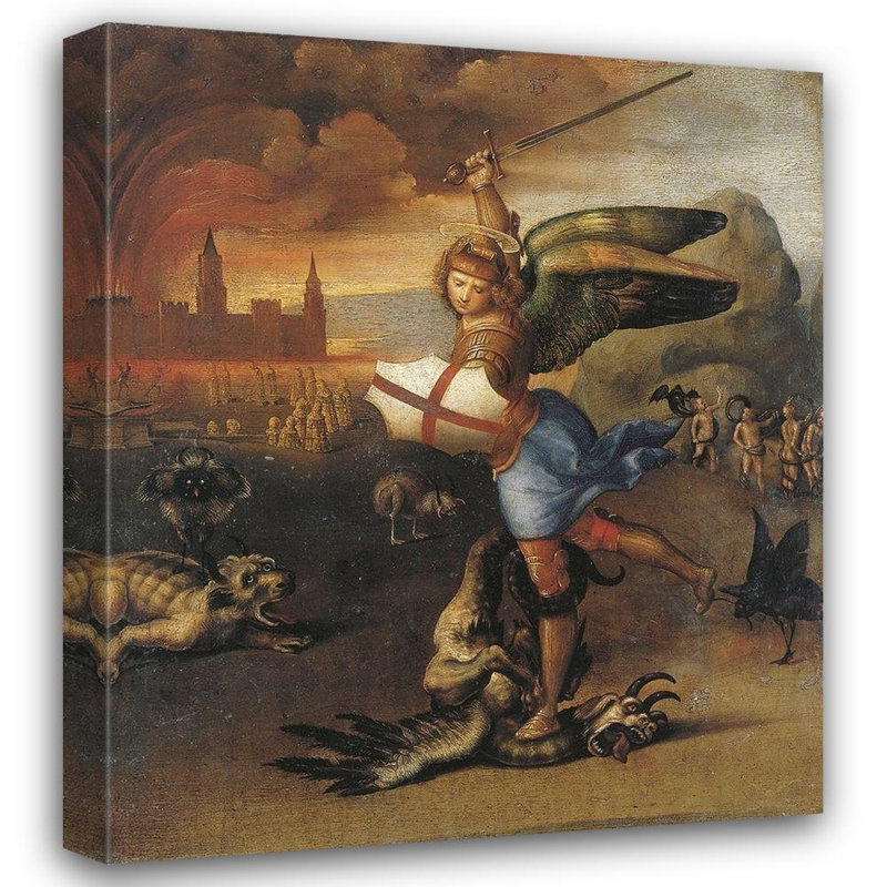 Art sur toile tendue avec galerie Astoria Grand Raphael, St Michael And The Devil, H 17 po x l 15 po