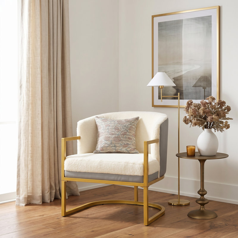 Chaise d'appoint rembourrée Ophelis, Beige
