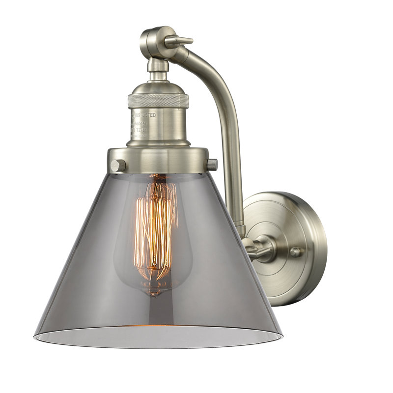 Applique murale 1 lumière Cone, DEL, Bronze frotté à l'huile, Fumé