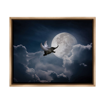 «Flying Elephant And Moon» par Noble Works sur toile