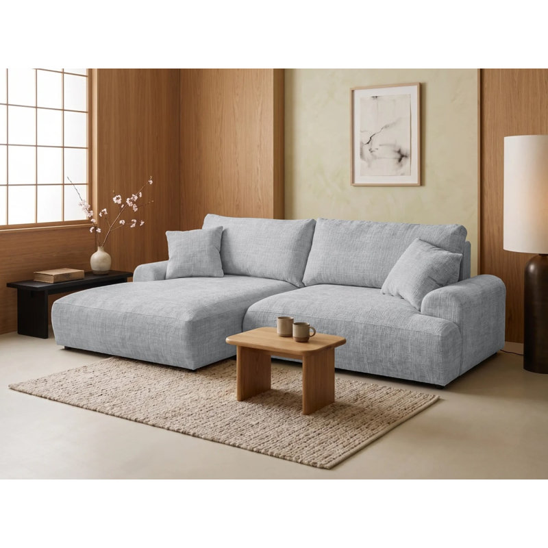 Melvano 4 Seater Corner Sofa, Left, Light Grey