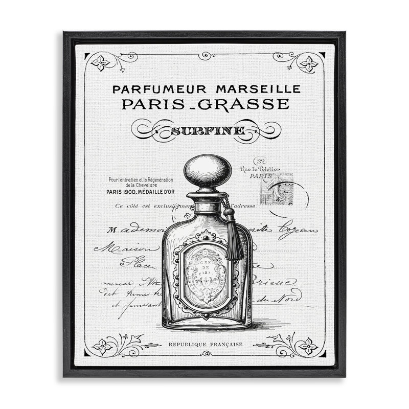 Cadre flottant rétro vintage de style français avec lettrage et doublure, Cadre flottant noir de jais, H 21 po x l 17 po
