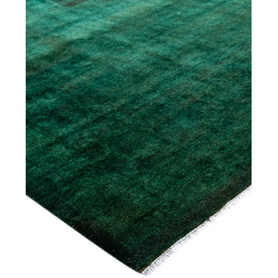 Costner Hand-Knotted Wool Modern-Contemporary Green Area Rug 9' 5" x 12' 9"
