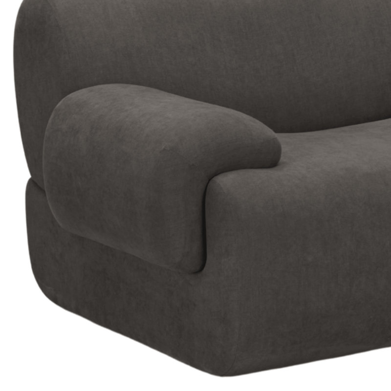 Grand canapé modulaire en tissu recyclé gris anthracite Zenith, Mélange de polyester gris, Orienté à gauche (vu de face)