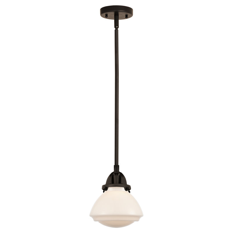 Mini-luminaire suspendu 1 lumière 7 po Nouveau 2 - Almarosa - Ampoule non incluse, Blanc mat, Bronze frotté à l'huile