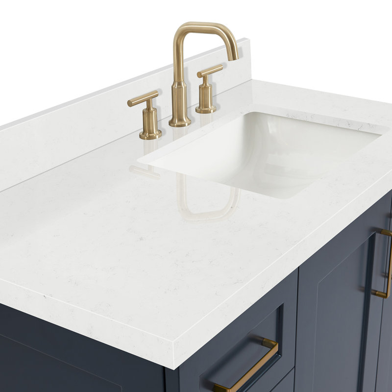 ARIEL Taylor 42.25 Single Sink Bathroom Vanity with Man-Made Stone Top-Oval, Midnight Blue, Right , Rectangle