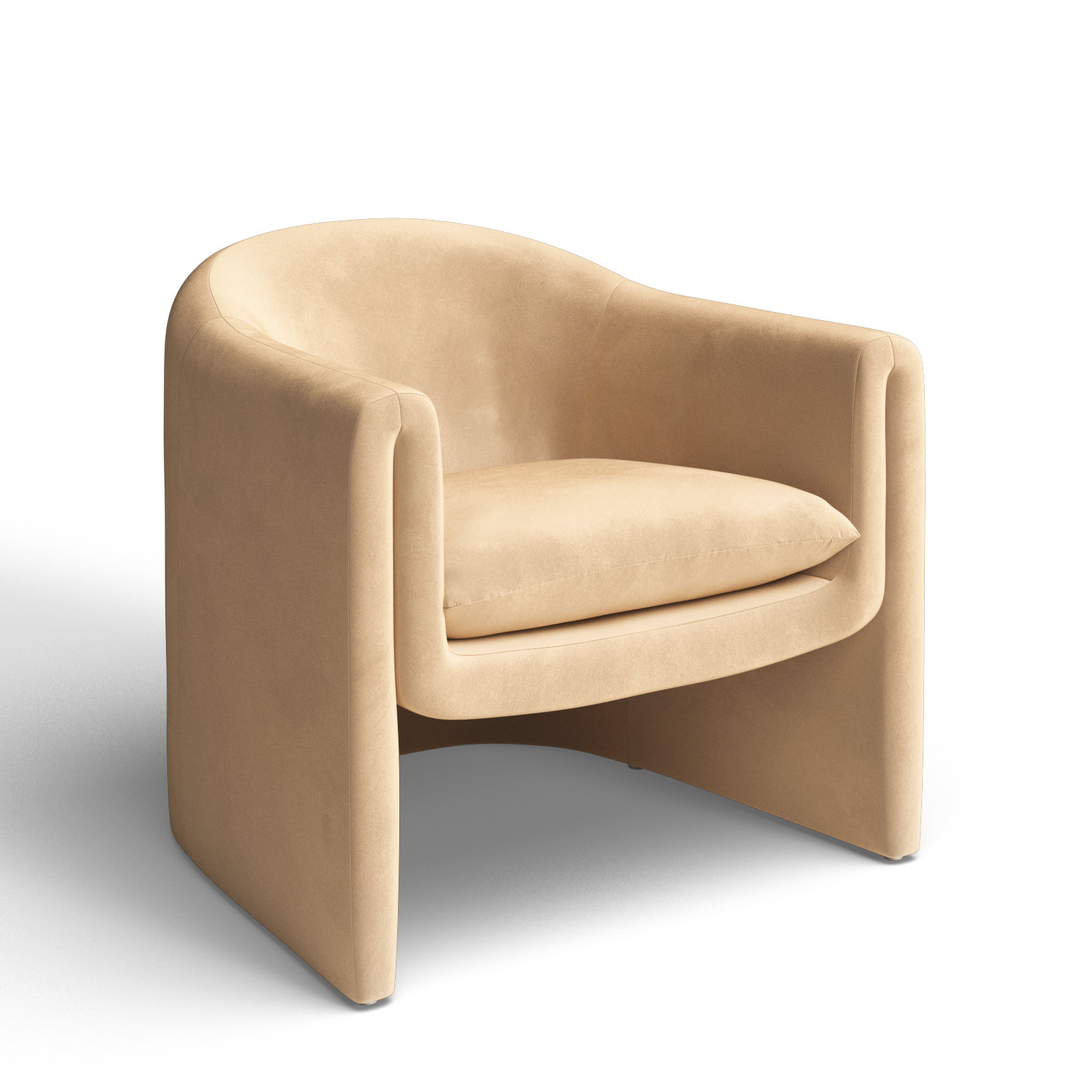 Pollman Barrel Chair, Light Brown Velvet