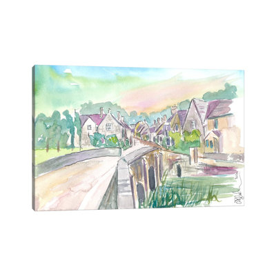 Castle Combe Cotswolds Bridge And Street In England by Markus & Martina Bleichner - Wrapped Canvas Painting