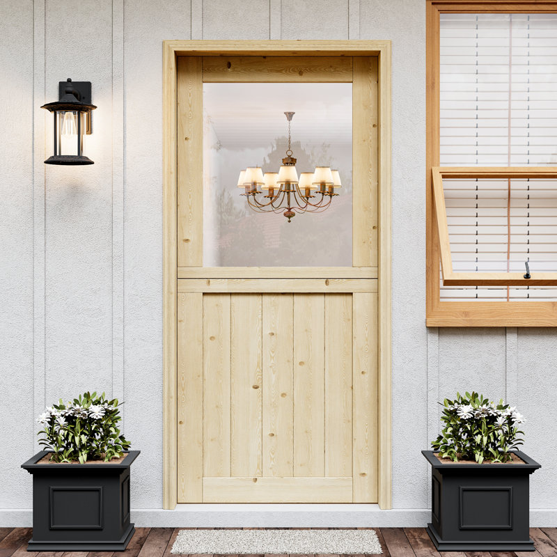Porte hollandaise Qucik Assembl Jamb, non pré-suspendue, non finie, 1 dalle demi-porte en verre transparent avec loquet et quincaillerie