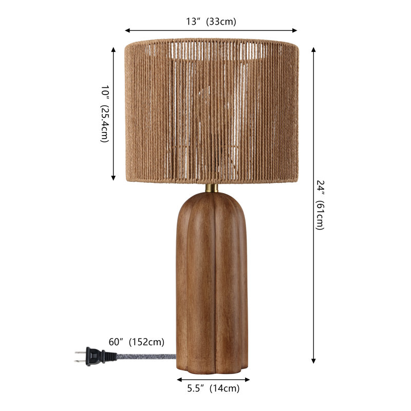 Lampe de table 24 po Hazel Coastal, Finition en bois brun
