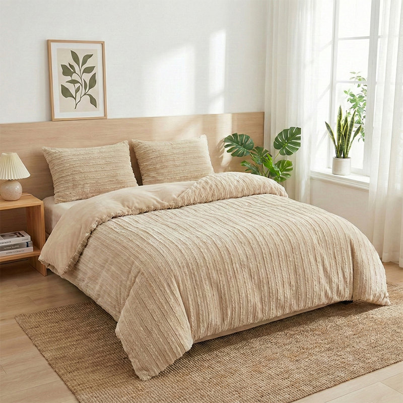 Polyester Solid Colour Sham with Pillow Shams, King Duvet Cover + 2 Standard Pillowcases, Coffee
