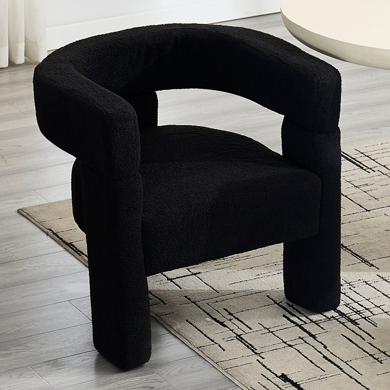 Modern Upholstered Dining Arm Chair, Black