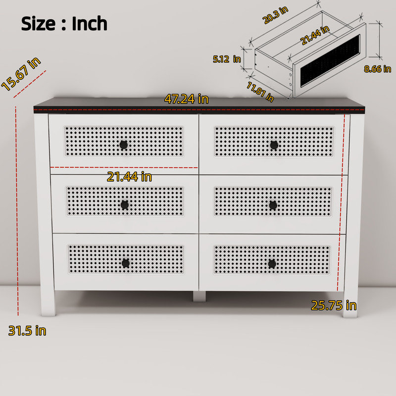 Commode 6 tiroirs Rayeann