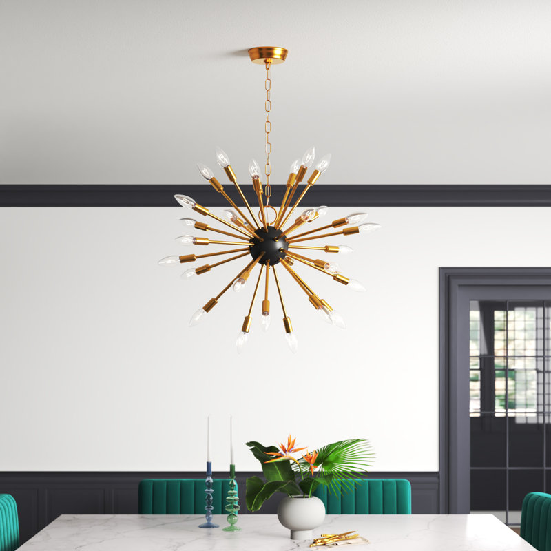 Lustre sphérique spoutnik 30 lumières avec détails en fer forgé Clyde