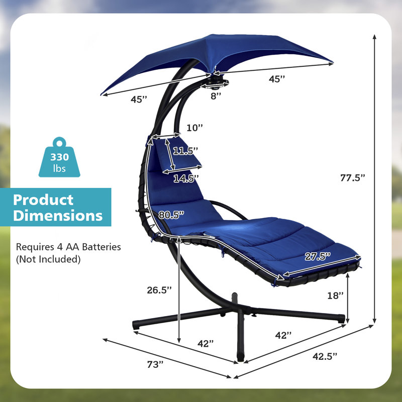 Chaise longue suspendue avec support Kaylagh, Bleu